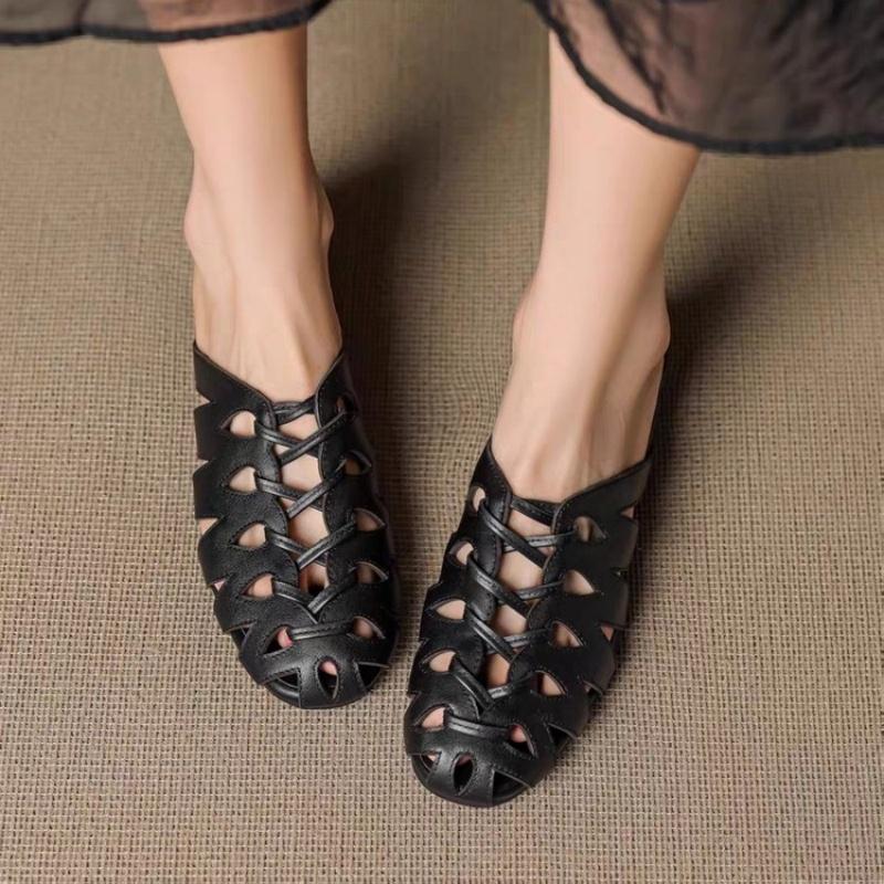 Модная женская обувь мюли, модные балетки, шлепанцы, летние новые сандалии 2025, дизайнерская женская обувь с ремешком сзади, ажурная обувь, брендовые сандалии для женщин
