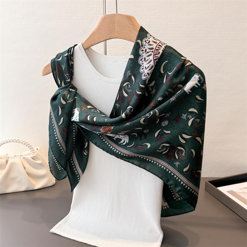 Spring And Autumn Satin Simulation Silk Printing Large Square Scarf Silk Scarf Shawl Head Scarf Neck Protection Scarf