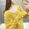 Hollow Knit Sweater Thin Women's Loose Pullover Sweet Outer Bottomed Blouse College Girl Style Hand Knitting