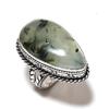 Natural Prehnite Gemstone Handmade 925 Sterling Silver Ring Size 7.5 d3D67