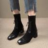 Модные ботинки женские в британском стиле в стиле ретро с увеличенной толстой подошвой Ботинки челси женская обувь модные туфли на высоком каблуке мотоциклетная обувь 2024