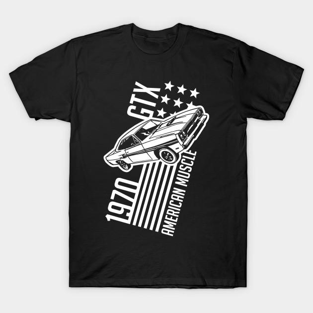 Asian Size Men Print T-shirt 1970 Plymouth Gtx No-Cut Heat Transfer Print Cotton Tshirt