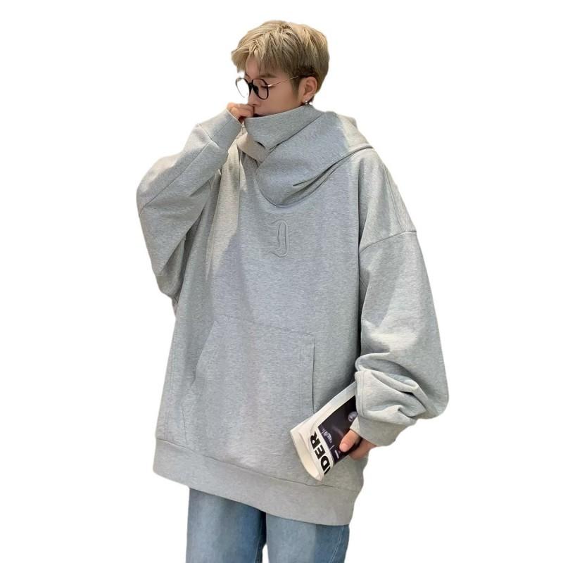 Men Women Oversized Hooded High Neck Sweatshirt Fall Casual Streetwear Cotton Blend Pullover