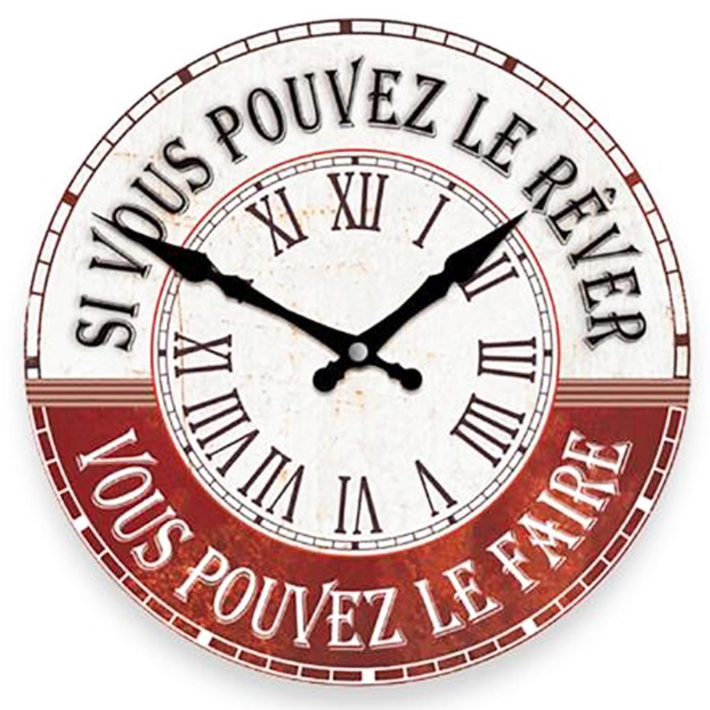 Les Trésors De Lily [Q3006] - Wooden Wall Clock 'Messages' (If You Can Dream It You Can Do It) - 28 Cm) - 28 Cm