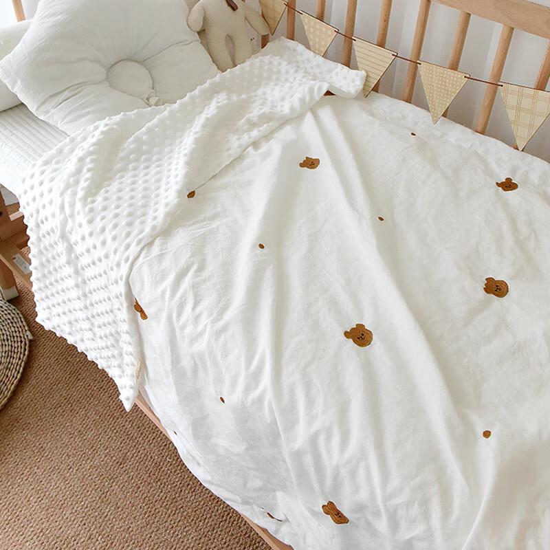 GPPNKC Embroidered Washed Cotton Baby Soothing Blanket