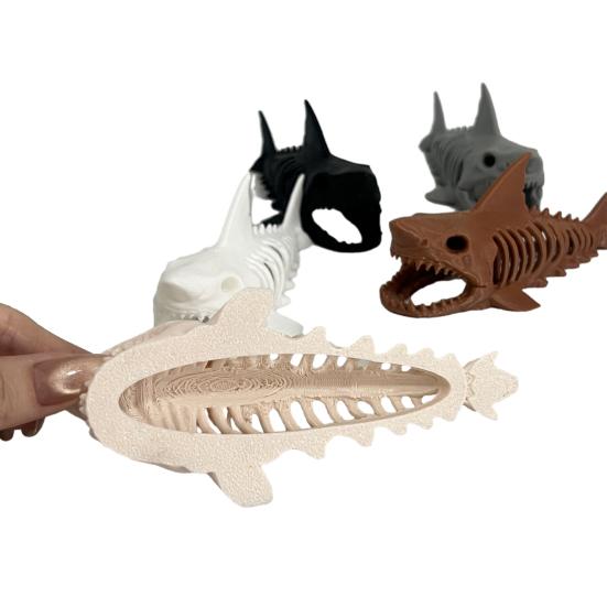 Аквариумное укрытие-скелет акулы, плавающее укрытие для петушка, 3D-печатная пещера-укрытие для креветок, украшение для аквариума с креветками, нано-аквариума с петушком