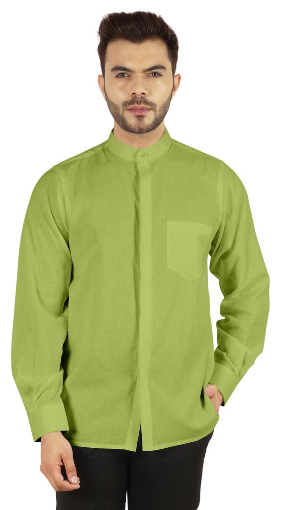 BestMan Мужская однотонная рубашка на пуговицах с китайским воротником и планкой спереди для формального случая