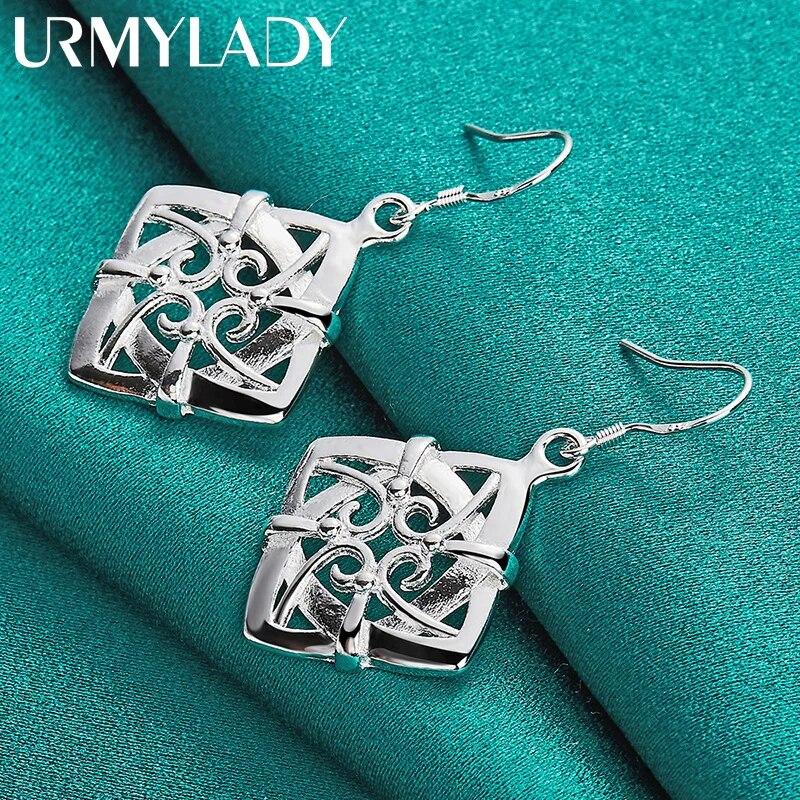 URMYLADY стерлингового серебра 925 пробы четыре листа цветок серьги для женщин очаровательные свадебные вечерние модные украшения