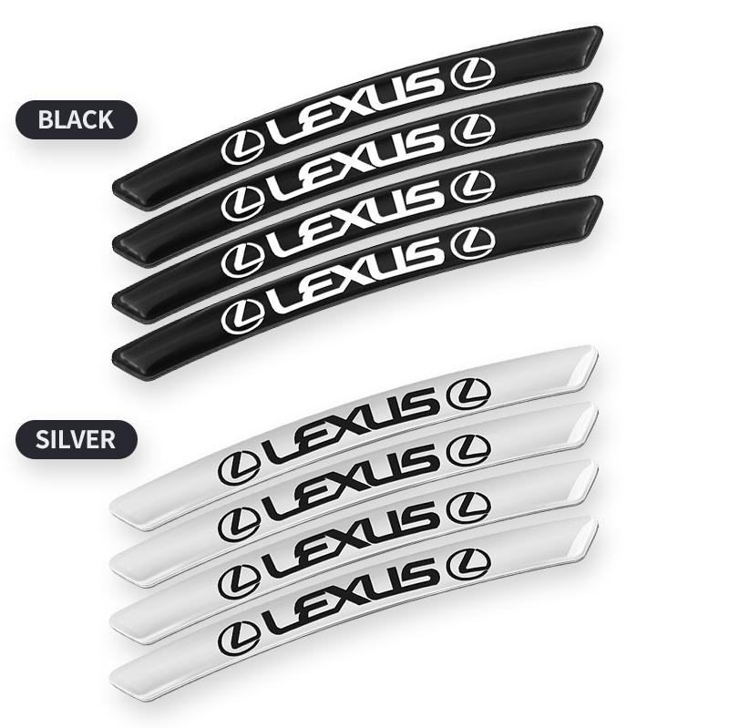 4Pcs Aluminium Car Wheel Hub Styling Stickers Decoration Strip For Lexus FSPORT LBX NX RX 350h 450h ES UX 300e GS GX IS LS LX CT