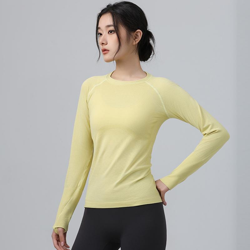 Топ для йоги 2025 Slimming High Elastic - Прямое плечо, Длинный рукав, Идеально подходит для осенне-зимнего бега и спорта