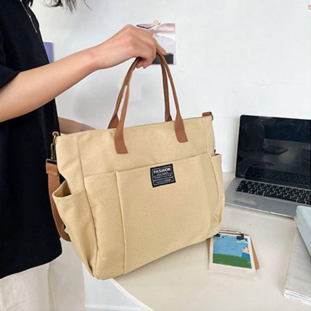 Large Capacity Canvas Tote Bag Portable Canvas Shoulder Bag Fashionable Shopping Bag Travel