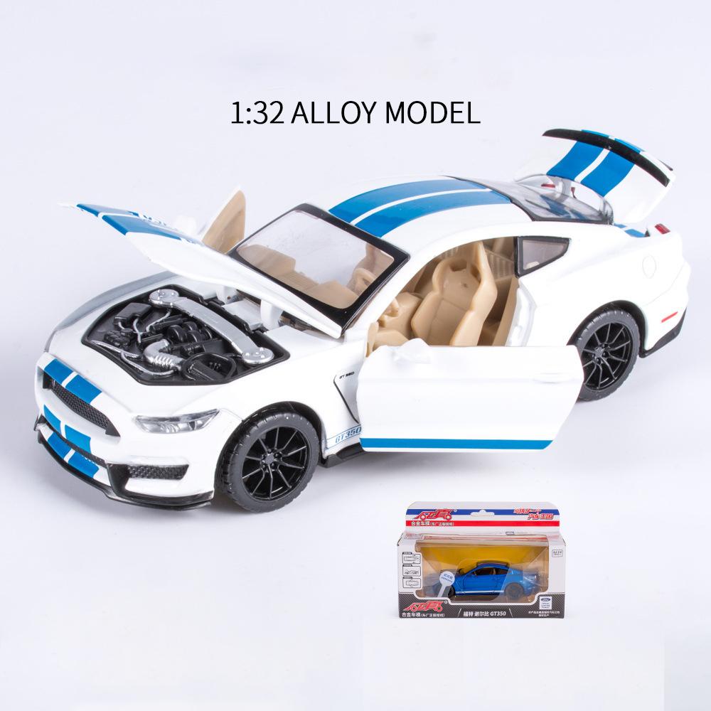 Масштаб 1/32 Shelby GT350, литая под давлением модель автомобиля, игрушечная машинка с откатным механизмом со звуком и светом для мальчиков и девочек, подарок