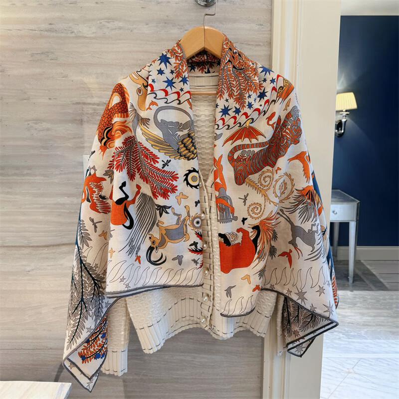 NINA SOLOR Silk Wool Blend Square Scarf