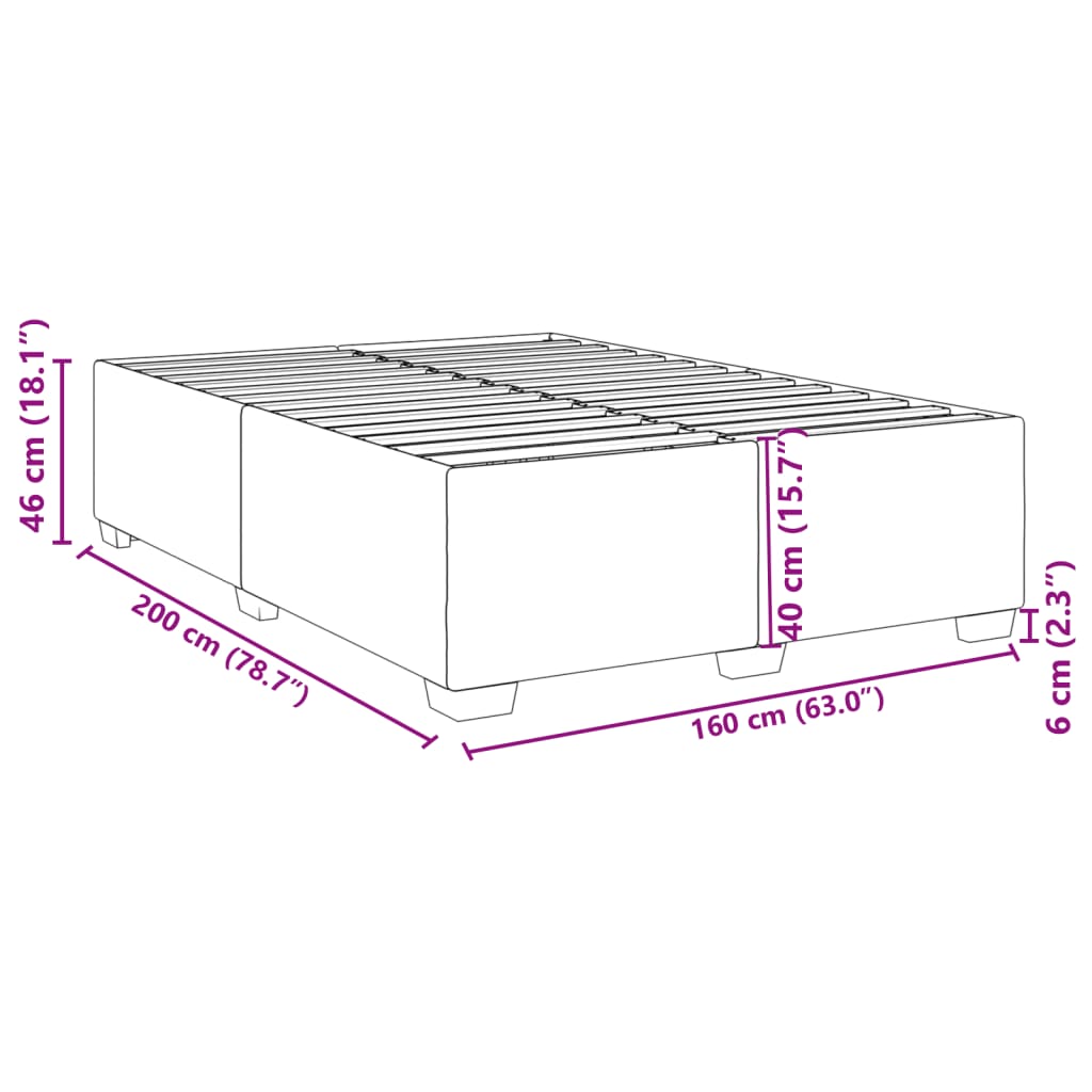 Bed Frame without Mattress Dark Grey 160 x 200 cm Velvet
