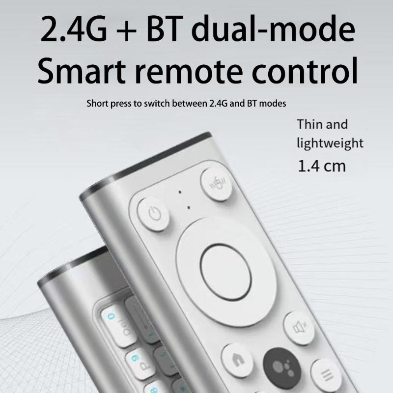 Перезаряжаемая воздушная голосовая мышь 2.4G+BT+IR с функцией обучения гироскопом, интеллектуальный пульт дистанционного управления для телевизоров и домашнего развлечения