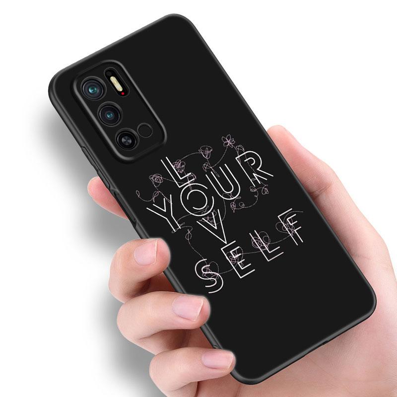 Чехол для телефона Love Yourself с цветком для Xiaomi Redmi Note 7 8 9 10 Lite 11 11E 11T 12 Pro 11S 4G 10T 5G 8T 9S 10S, черный чехол из ТПУ
