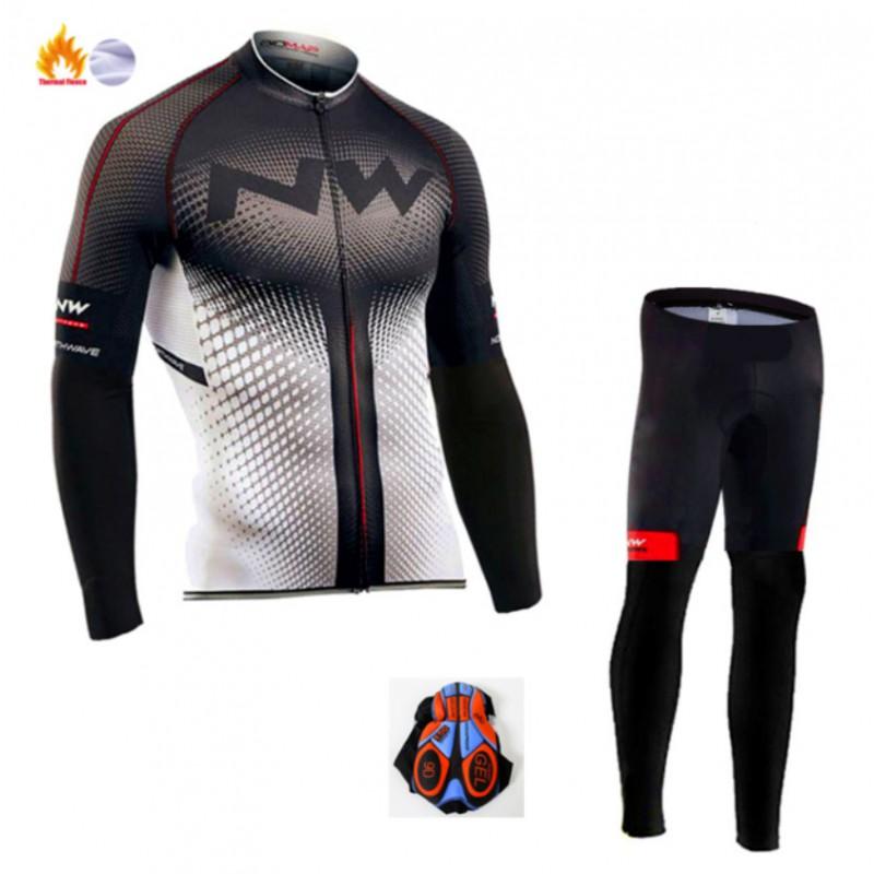 Winter Thermal Cycling Jersey Long Sleeve Fleece Lined Windproof Bike Men Women