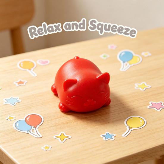 Kitten Squeeze Stress Toy, Soft Cat Fidget Ball, Cute Animal Decompression Toy for Office Desk, Gift for Cat Lovers