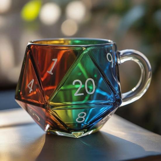 Rainbow Dice Mug Glass Tea Cup Multicolor Funny Coffee Cup