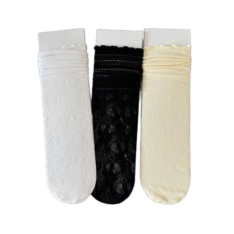Полые кружевные носки женские носки средней длины летние тонкие носки в балетном стиле летние носки для ношения слоями с маленькими кожаными туфлями
