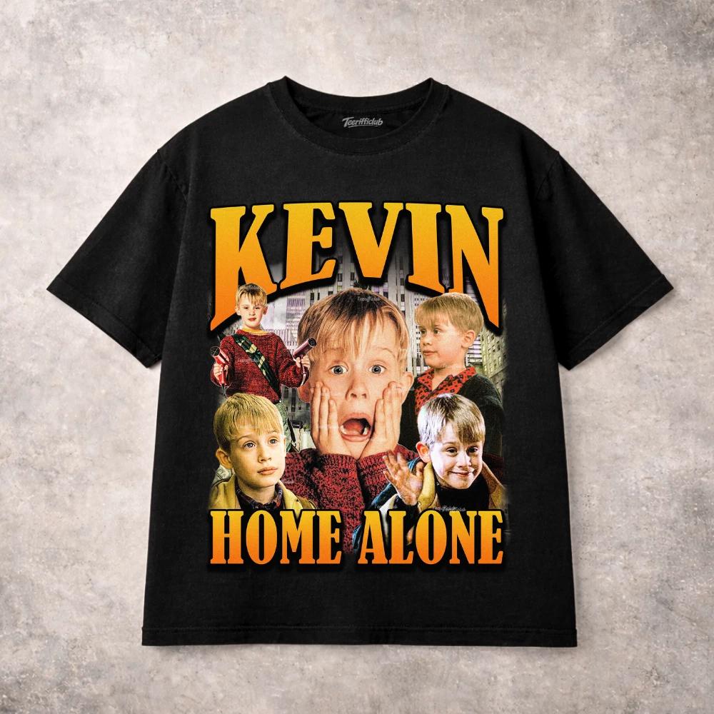 Home Alone Kevin Retro 90s Movie Pattern Tshirt Mens Tshirt Summer New Style Suitable for Both Men and Women