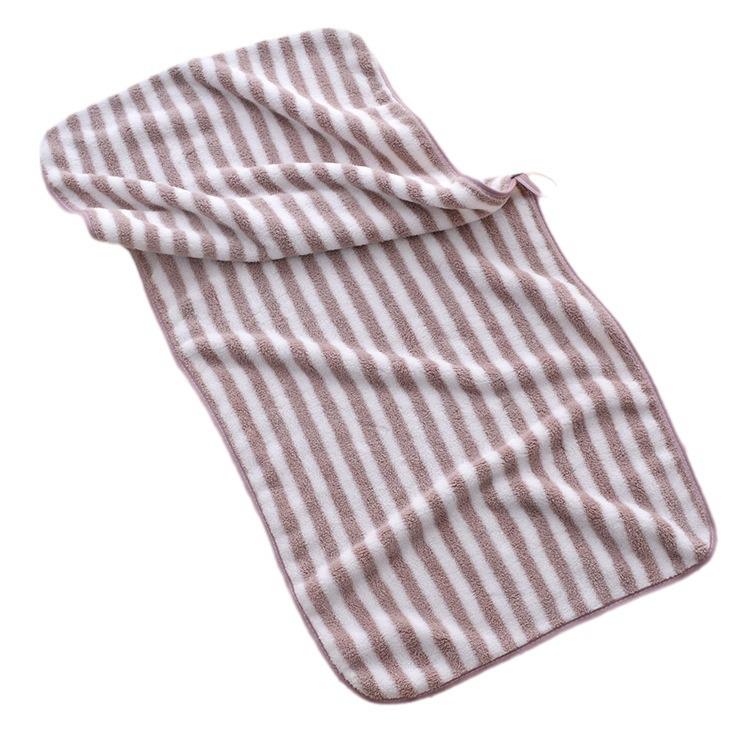 Soft Absorbent Warp-Knit Coral Fleece Towel with Thin Stripes - Thickened Face Wash Towel with Customizable Logo