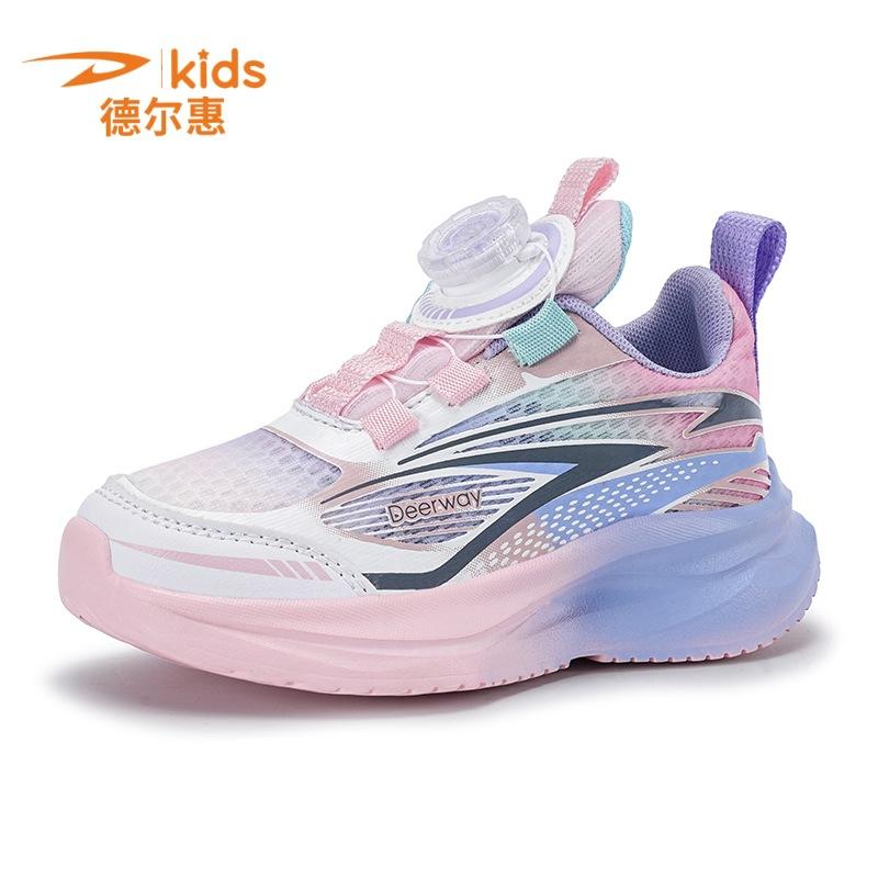 Delhui Classmates Boys Spring and Summer 2025 Single Mesh Breathable Girls Knob Buckle Running Shoes Medium and Large Children Wear-resistant and