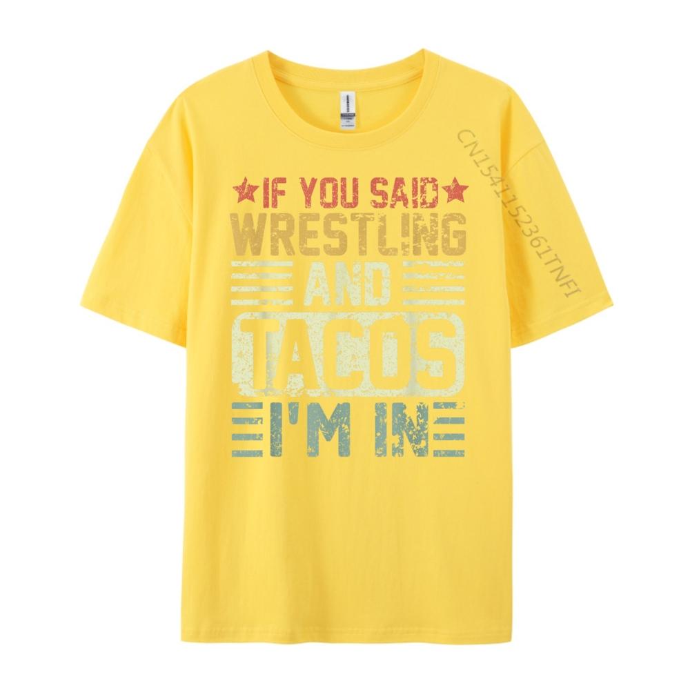Vintage Funny Wrestling And Tacos Novelty Sports Oversized T Shirt Men Women Casual Everyday Mens Clothing Party