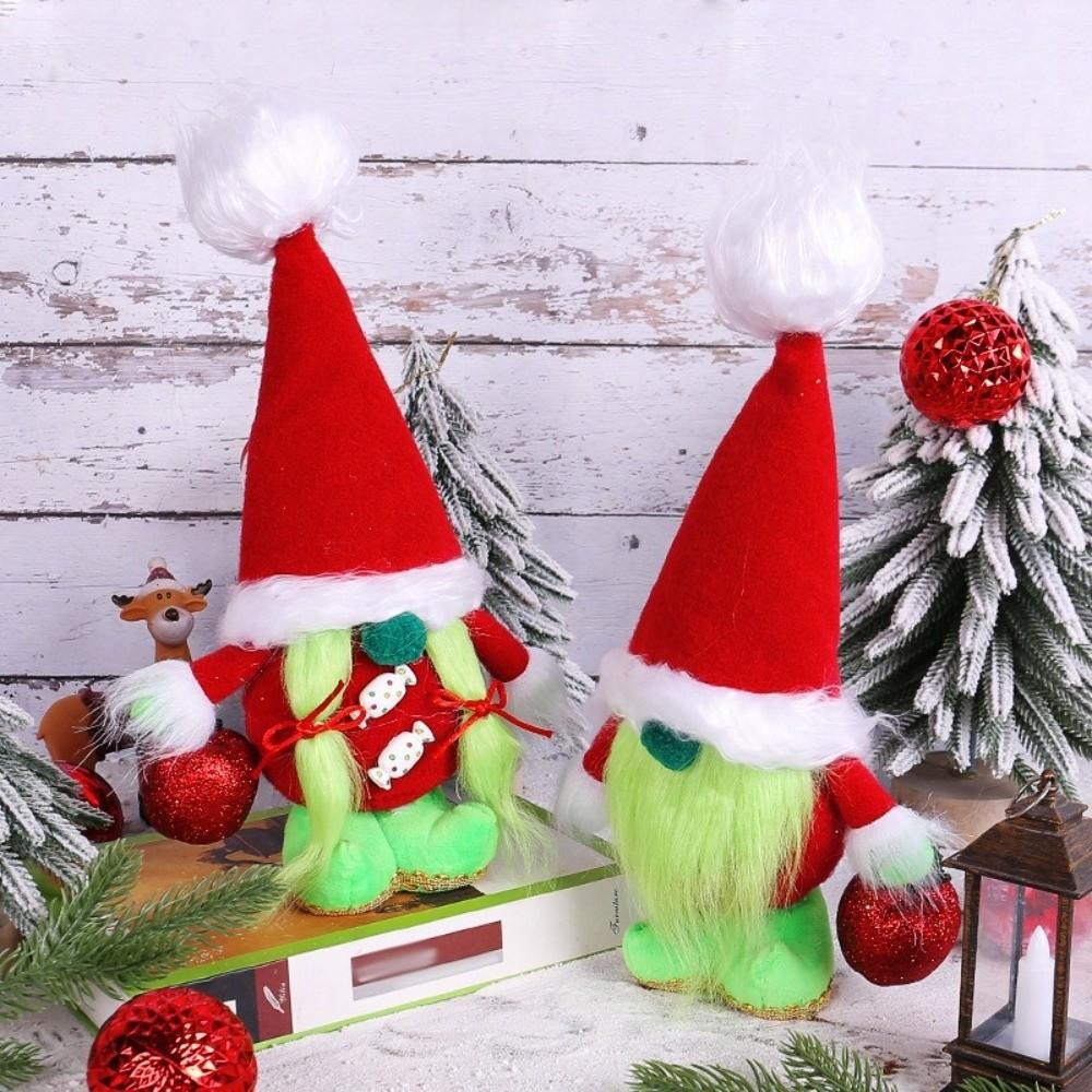 Christmas Decorations Dwarf Elf Doll Desktop Ornament Plush Doll Faceless Standing Doll Christmas