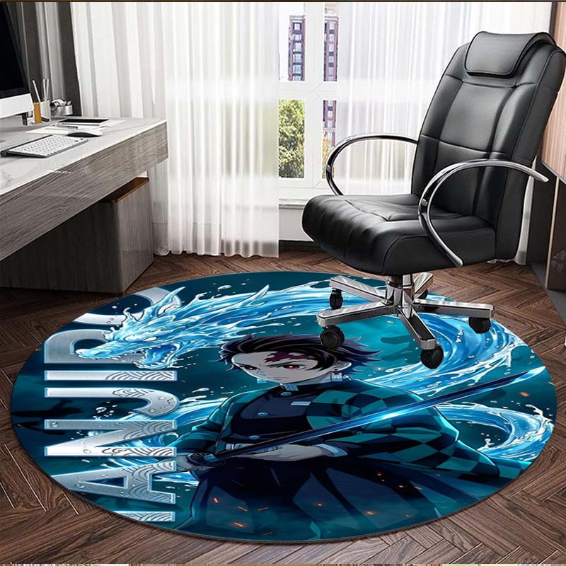 Demon Slayer Print Round Rug, Washable Floor Carpet, For Entryway Dorm Laundry Room Office Study, Home Decor Birthday Christmas Gift