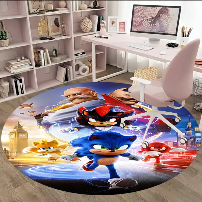 1pc Sonic1 Print Round Carpet Chair Round Carpet Suitable for Bedroom Living Room Home Decorative Carpet