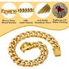 Stainless Steel 18K Gold Dog Collar with Secure Locking Buckle – 15MM Cuban Link Chew-Proof Chain for Small, Medium & Large Dogs