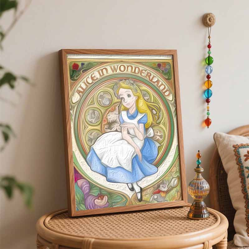 Disney Alice in Wonderland Oil Art Painting Kit Home Wall Decor Handmade Gift Art Nouveau Poster Style Vintage Classic Aesthetic Decor