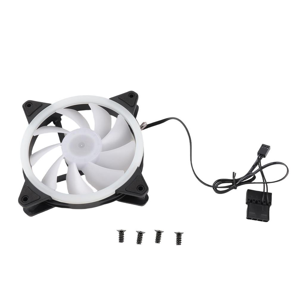 Computer Case Fan 1200RPM Double Loop LED 12cm RGB PC Case Silent Fan 30000h Long Life for Desktop Computers