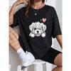 Милая футболка с принтом собаки, белая футболка с щенком ши-тцу и дизайном в виде сердца, повседневная одежда для женщин