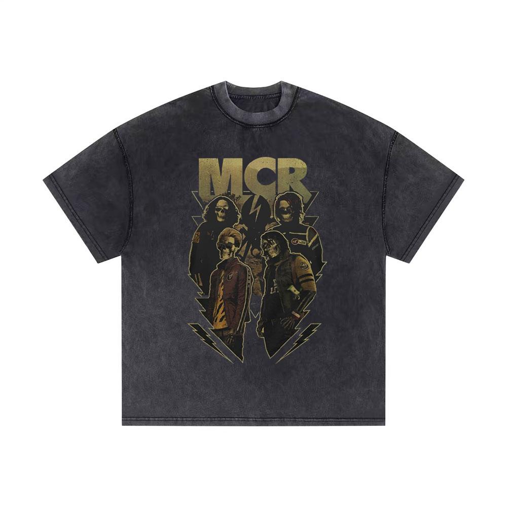 Washed Vintage My Chemical Romance Double Sided Print T Shirt Men Women Casual Oversized Tshirts Man Punk Emo Rock Tops Tshirt