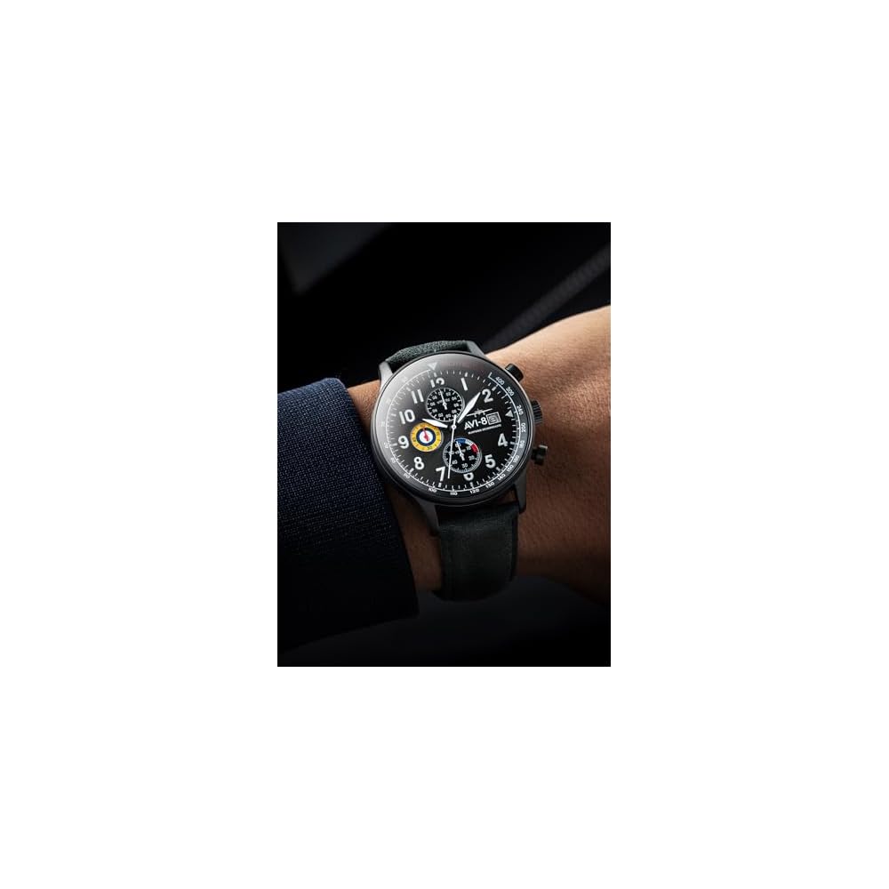 Мужские часы AVI-8 Hawker Hurricane Classic Chronograph 43,5 мм Корпус из нержавеющей стали Отображение даты Минеральное стекло Водонепроницаемость 5 ATM