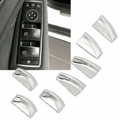 7 шт., наклейка на отделку кнопки подъема окна, ABS, хром, серебро, замена для Mercedes Benz ABCE CLA GLA Class W176 W246 W204