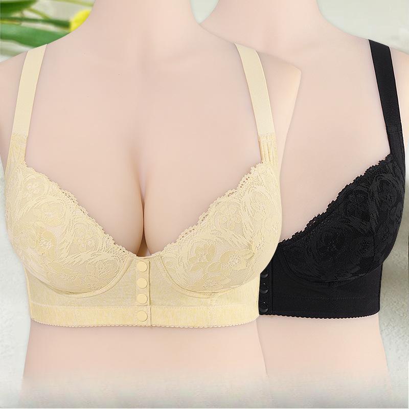 Большой размер бюстгальтера для женщин сексуальный со стальными ободками регулируемые бретели кружевной бюстгальтер с пуговицами спереди