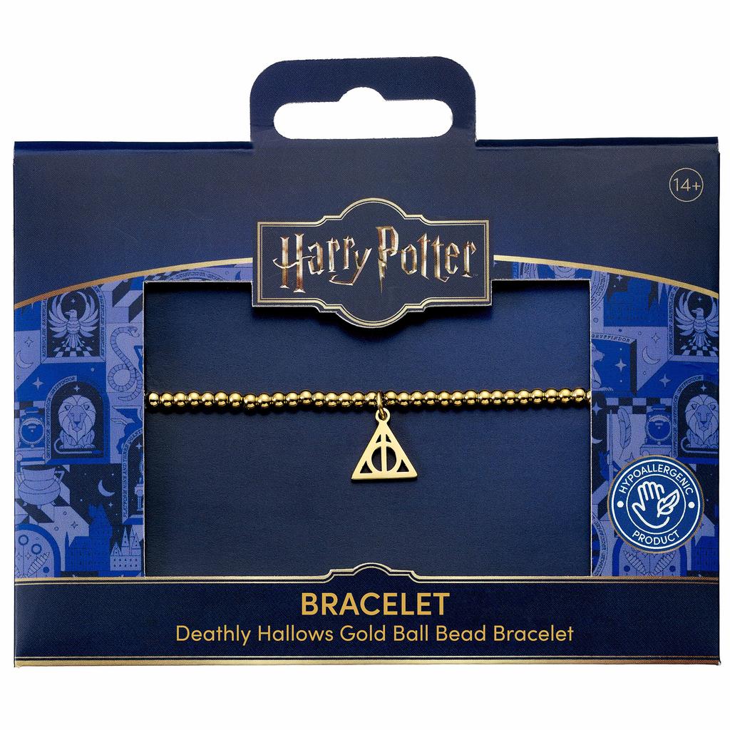 Harry Potter Stainless Steel Deathly Hallows Gold Ball Bead Bracelet