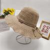 Складная шляпа-бантик для защиты от солнца, вязаная дышащая волнистая шляпа от солнца, летняя новая женская шляпа с большим карнизом