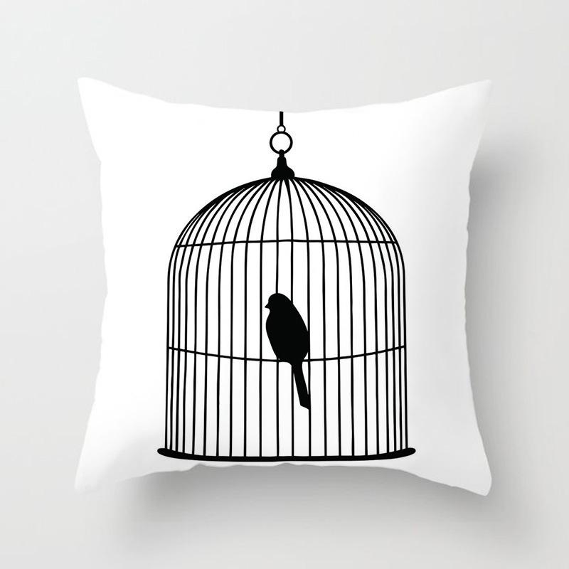 Черно-белый чехол для подушки из полиэстера с геометрическим рисунком, декоративные наволочки 45x45 см, диванные подушки, модная скандинавская наволочка