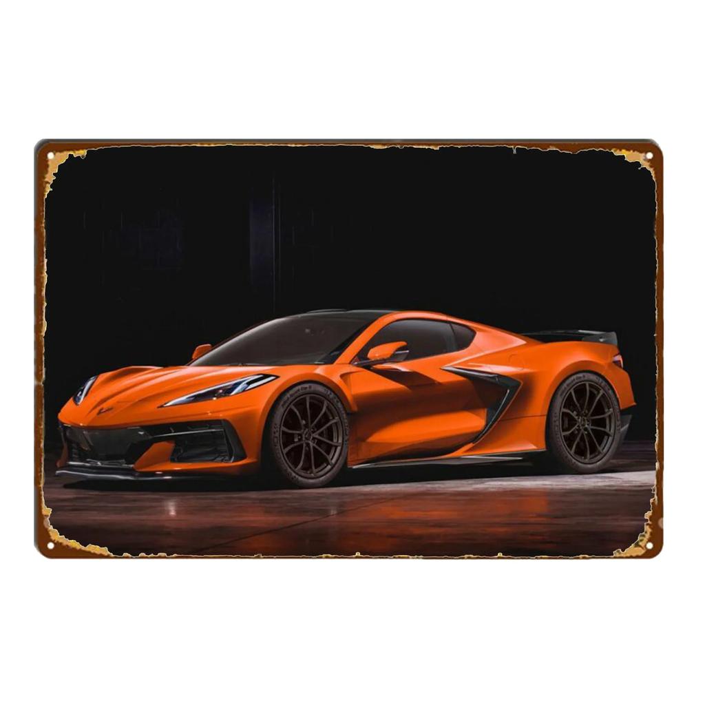 Постер Гонки на Спортивных Автомобилях Ржавый Потертый Жестяной Знак Арт Декор Гараж Бар Мужская Берлога Знаки Декоративные Таблички Стена Металл Жестяная Пластина Знак