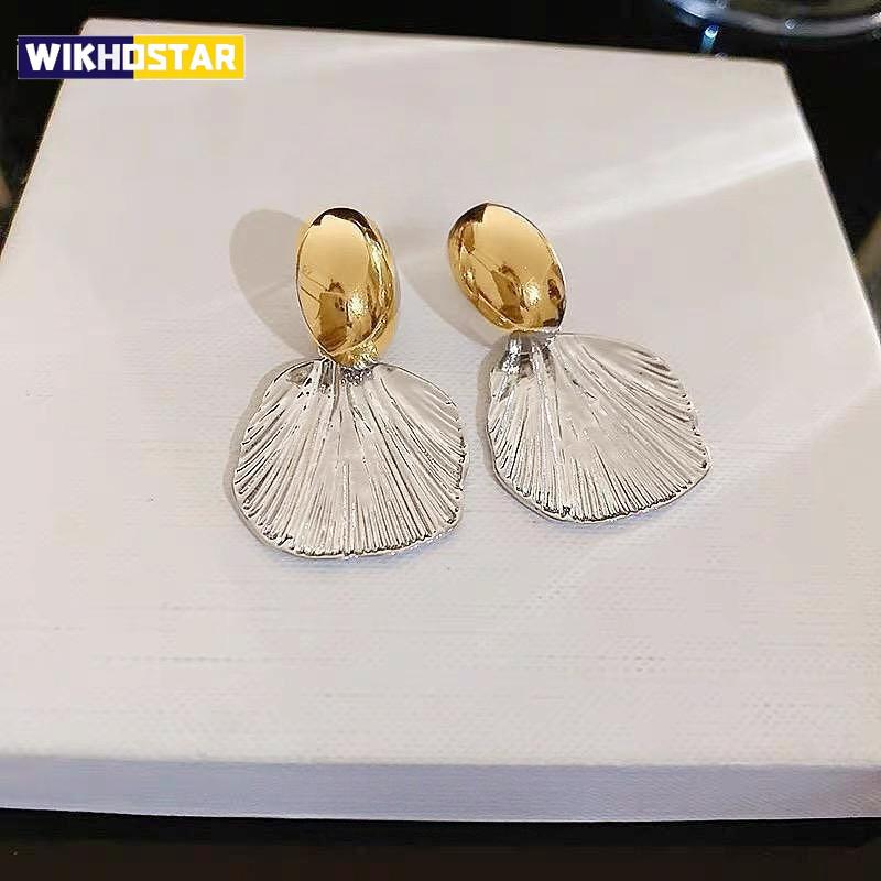 Трендовые серьги-пусеты с металлической ракушкой, новинка 2025 года, модная бижутерия для вечеринок, текстурные дешевые серьги для женщин, оптовые подарки