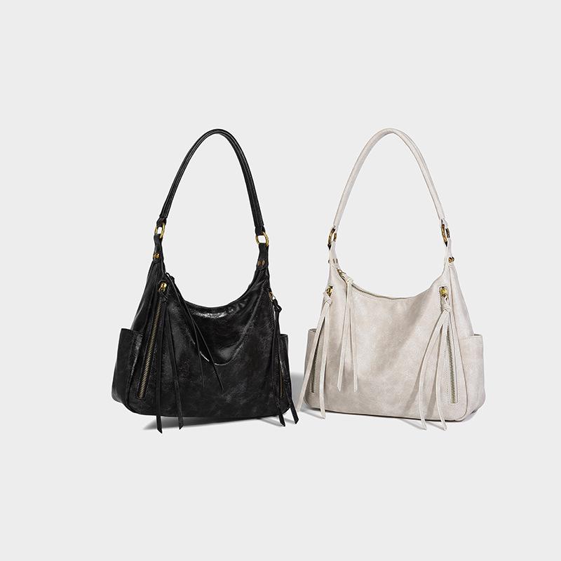 Large-capacity vintage-style tote bag, 2024 summer new model, niche high-end feel, shoulder and underarm bag, commuter handbag