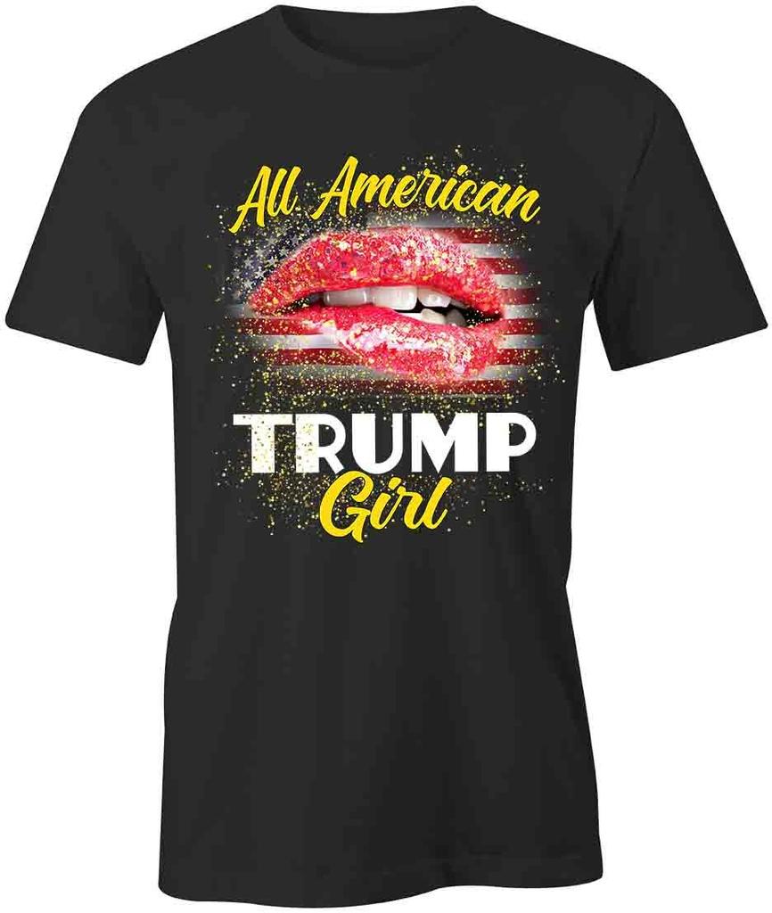ALL AMERICAN TRUMP GIRL TShirt Tee Short-Sleeved Cotton CLOTHING S1BCA582