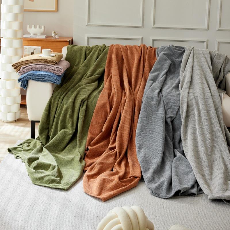 Простое шениловое диванное полотенце с принтом «елочка», однотонное, многофункциональное, декоративное, для дома, летние универсальные чехлы для дивана