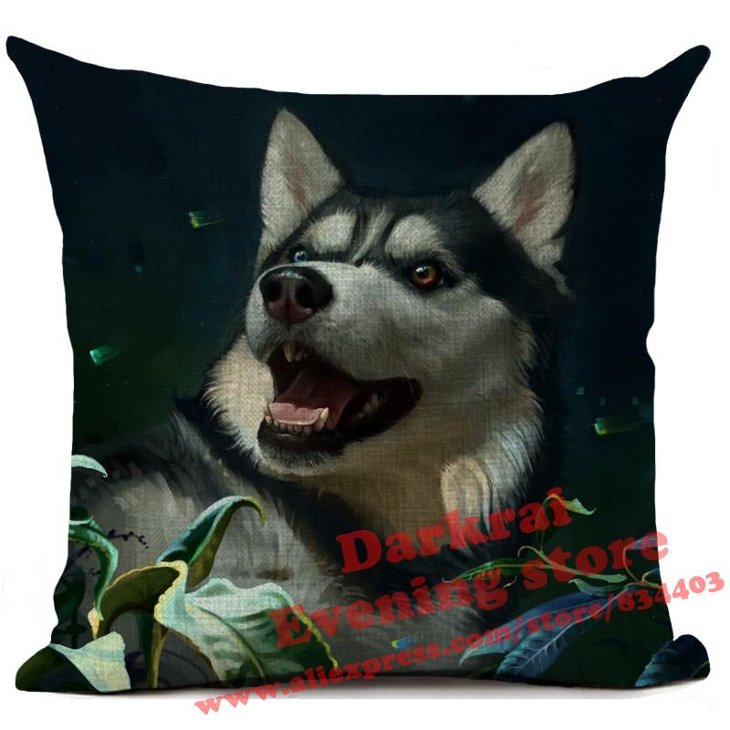 Doberman Greyhound Dachshund Corgi Dog Siberian Husky Linen Cushion Cover Living Room Sofa Throw Pillows Decorative Pillowcase