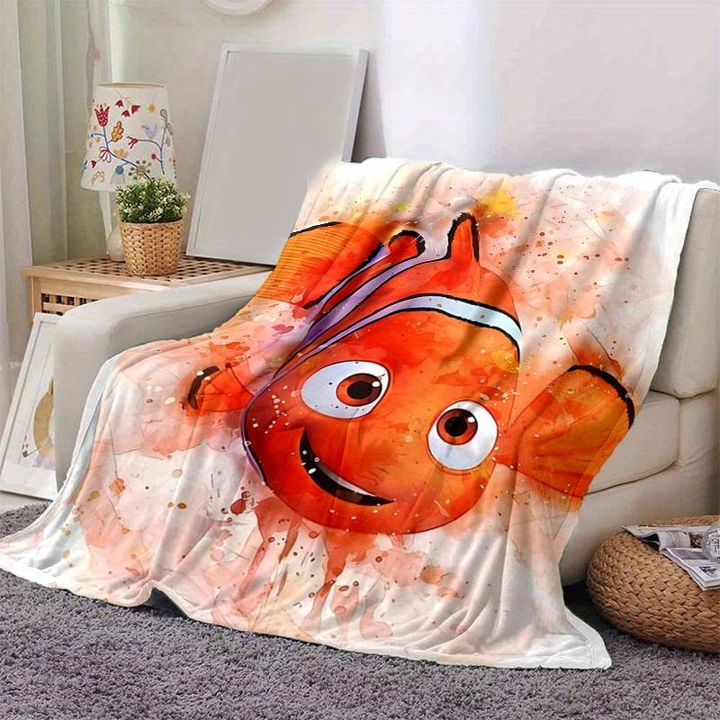 1pc, Finding Nemo Inspired Watercolor Art Blanket - Seasonal Decorative Throw for Home, Soft Flannel Throw Blanket - Versatile & Cozy for Be