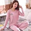 Women Long Sleeve Pajamas Set Cotton Soft Sleepwear Cartoon Cute Women's Pajama Tops and Pants Suit Pullover O Neck Spring Autumn Winter Home Wear